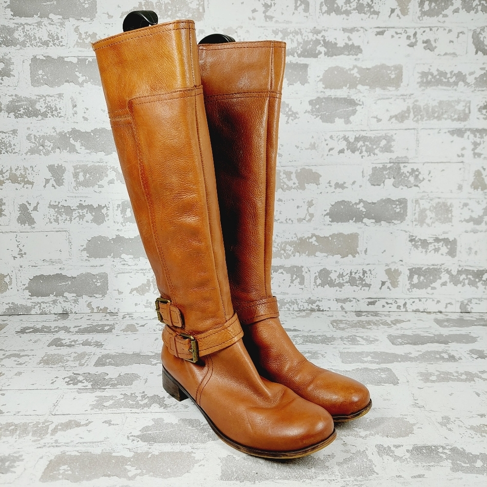 Nine West American Heritage Collection Sassy Fran Cognac Brown Riding Boots I728 - Picture 4 of 16